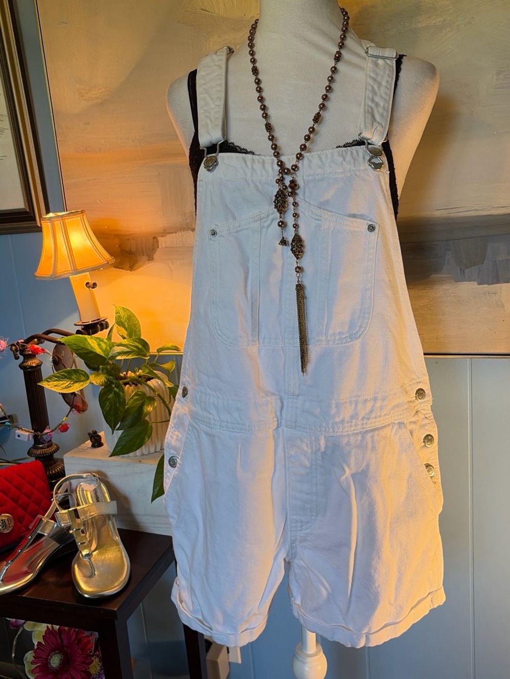 Old Navy White Women's Short Overalls